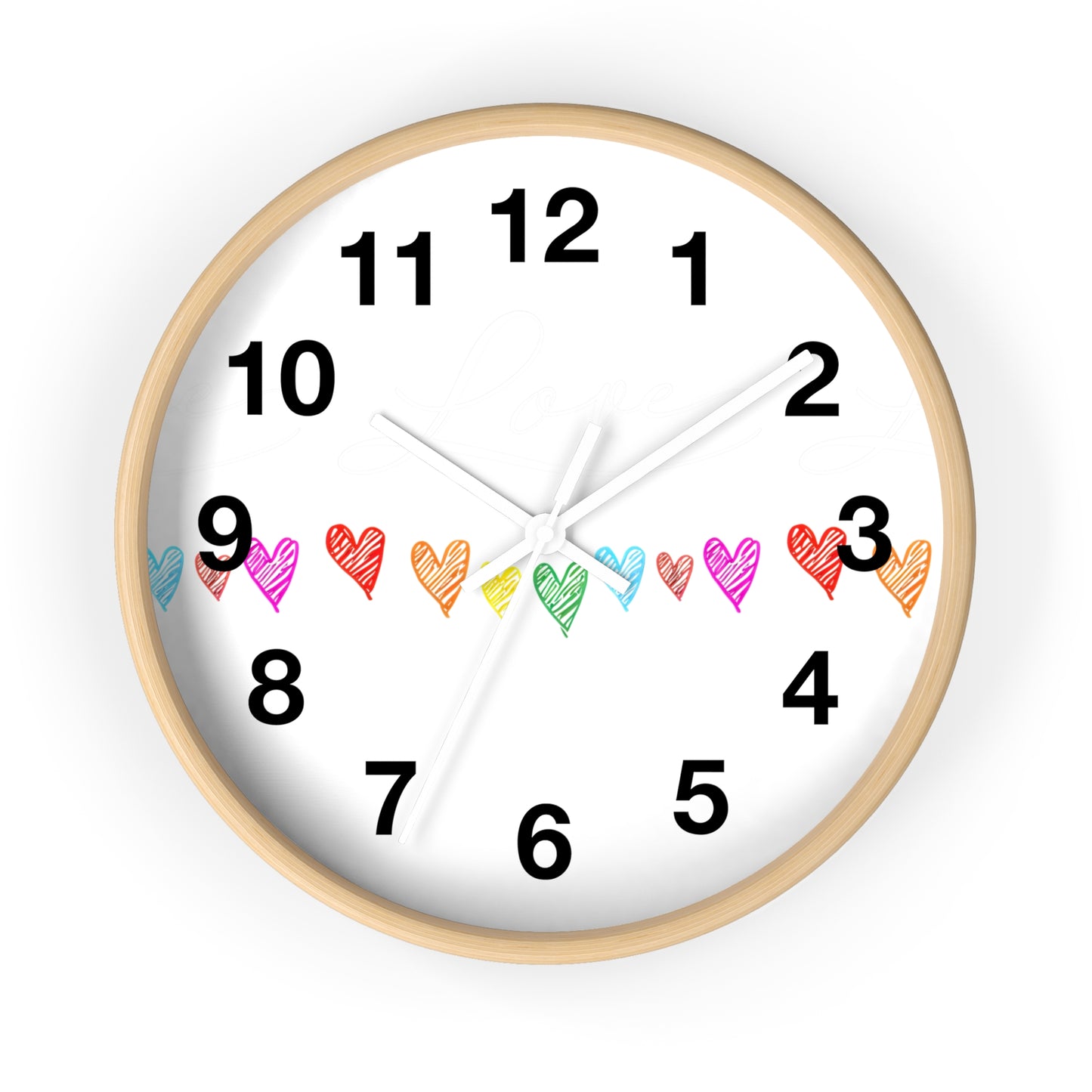 Rainbow Hand-Drawn Hearts Wall Clock | Colorful Heart Line Clock