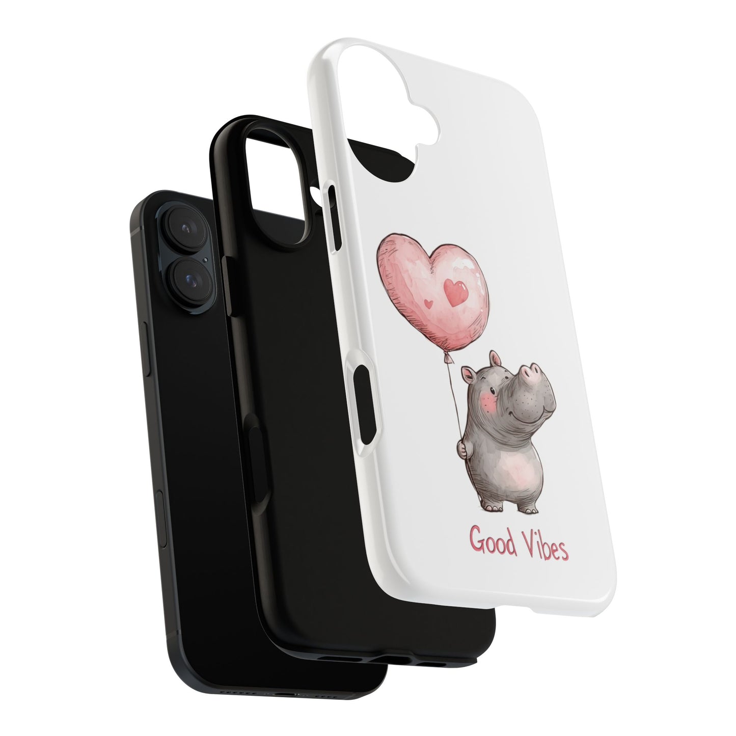 Cute Hippo Phone Case - Good Vibes Design, Animal Lover Gift, Fun Accessory, Birthday Present, Phone Accessories