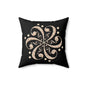 Decorative Throw Pillow with Floral Design, Home Decor, Cozy Living Room Accent, Gift Idea, Black and Cream Cushion
