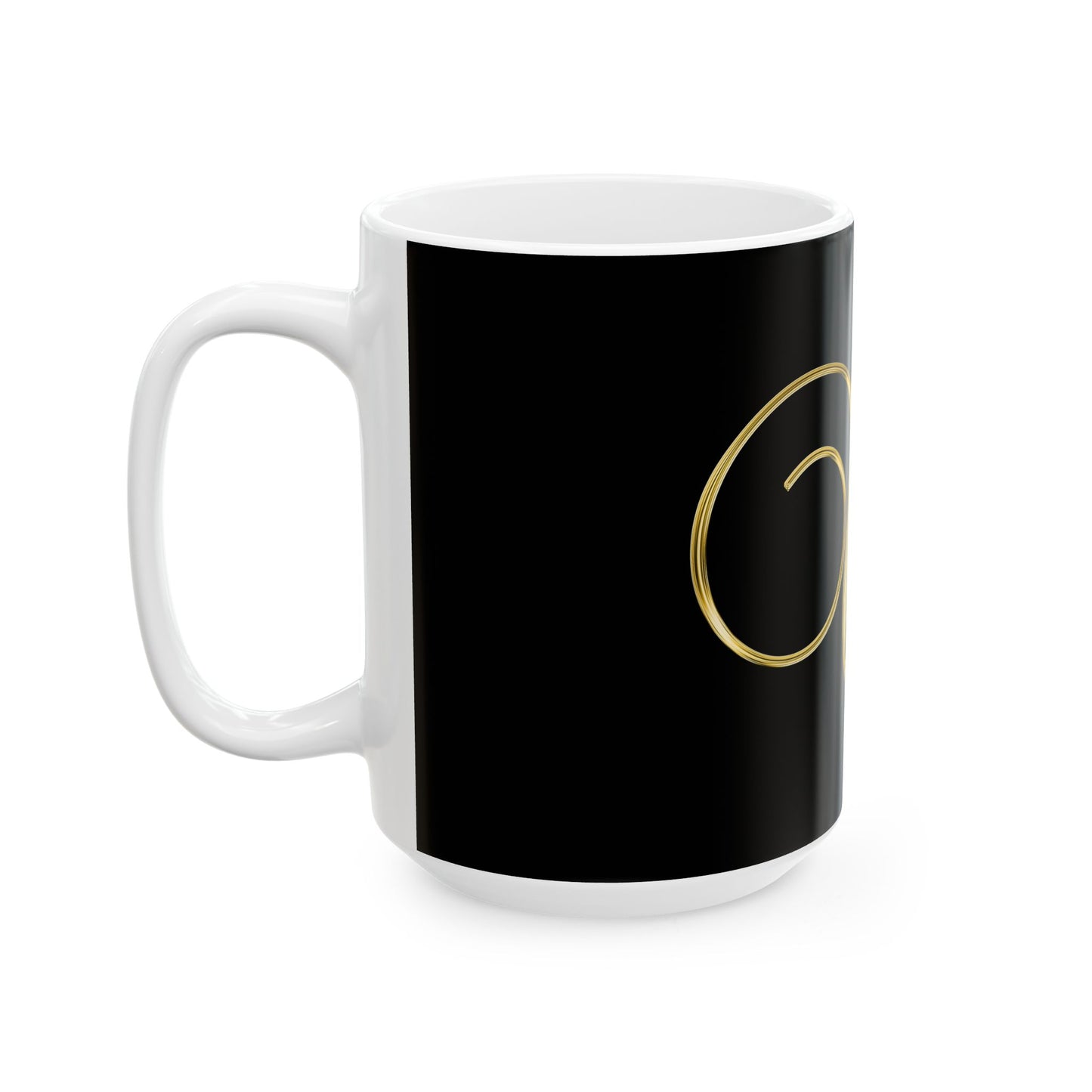 Gold Script 'W' Ceramic Mug – Elegant Monogram Coffee Cup (11oz/15oz)