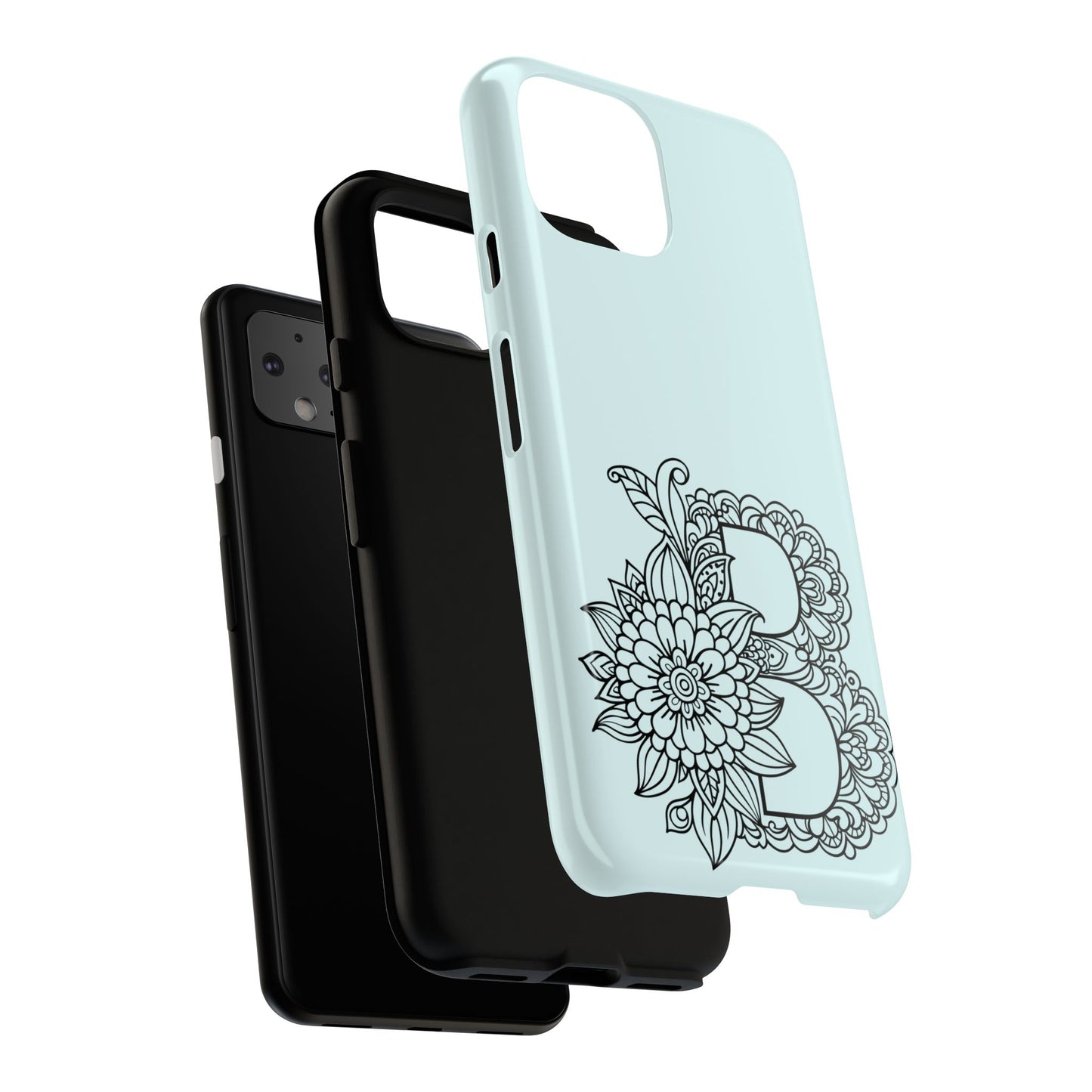 Personalized Tough Phone Case- Letter B, Floral Monogram Cell Phone Cover, Custom Protective Case, Unique Gift, Birthday, Graduation