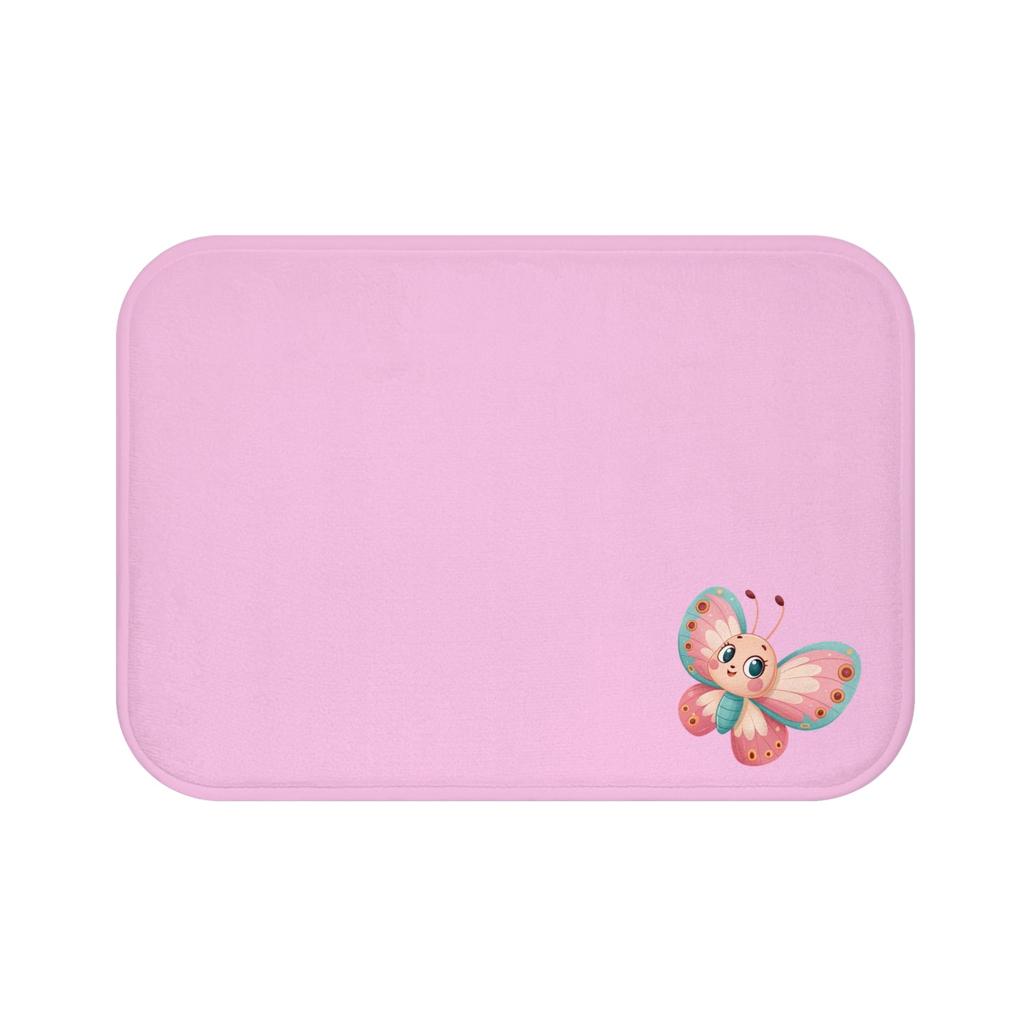 Cute Butterfly Pink Bath Mat | Soft Bathroom Rug for Kids, Bathroom Decor, Nursery Mat, Gift for New Parents