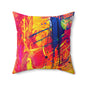 Vibrant Abstract Art Pillow, Colorful Home Decor, Modern Throw Pillow