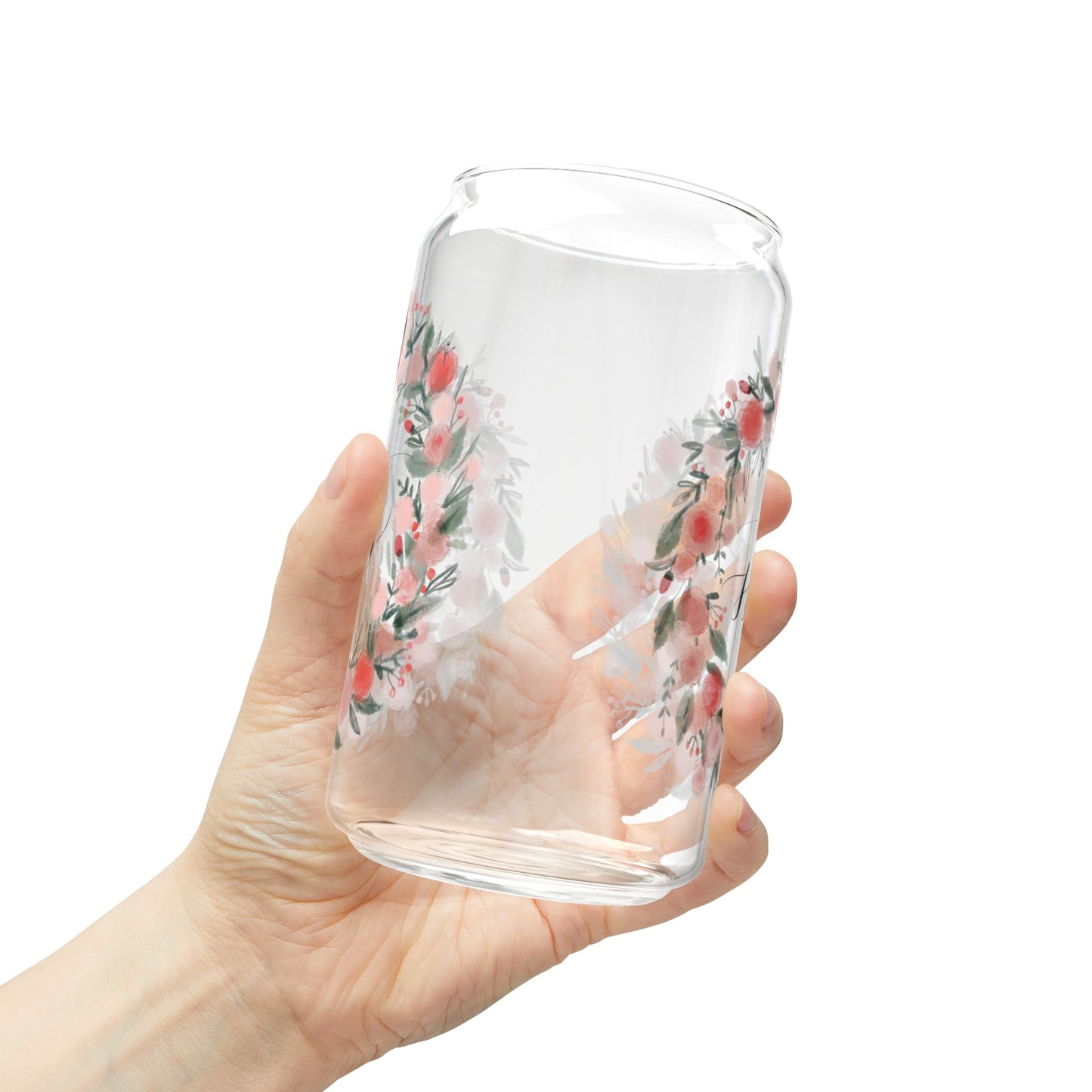 Floral Sipper Glass, 16oz - Motivational Drinkware, Perfect Gift for All Occasions, Kitchen Decor, Eco-friendly Straw Cup