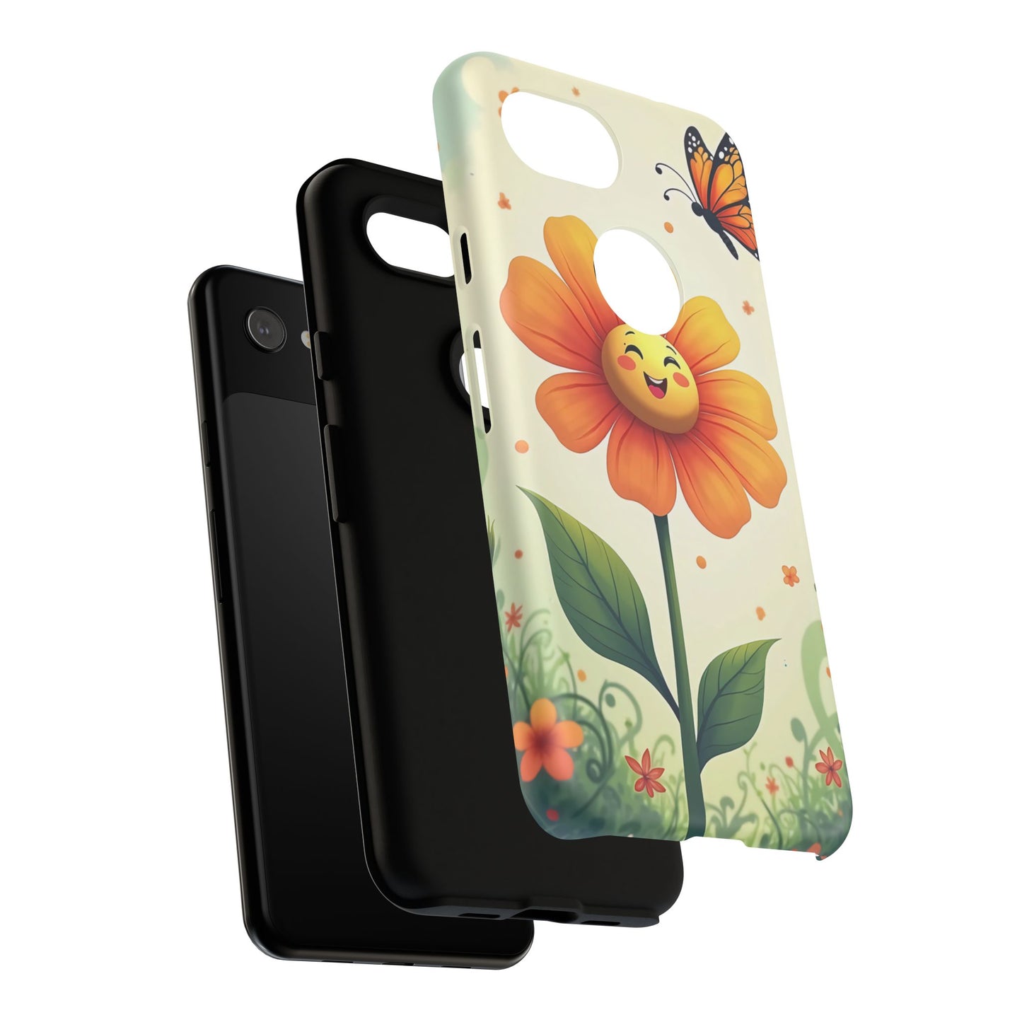 Floral Phone Case with Butterfly Design, Cute Flower Phone Cover for Nature Lovers, Eco-Friendly Gift, Spring Vibes, Birthday Present