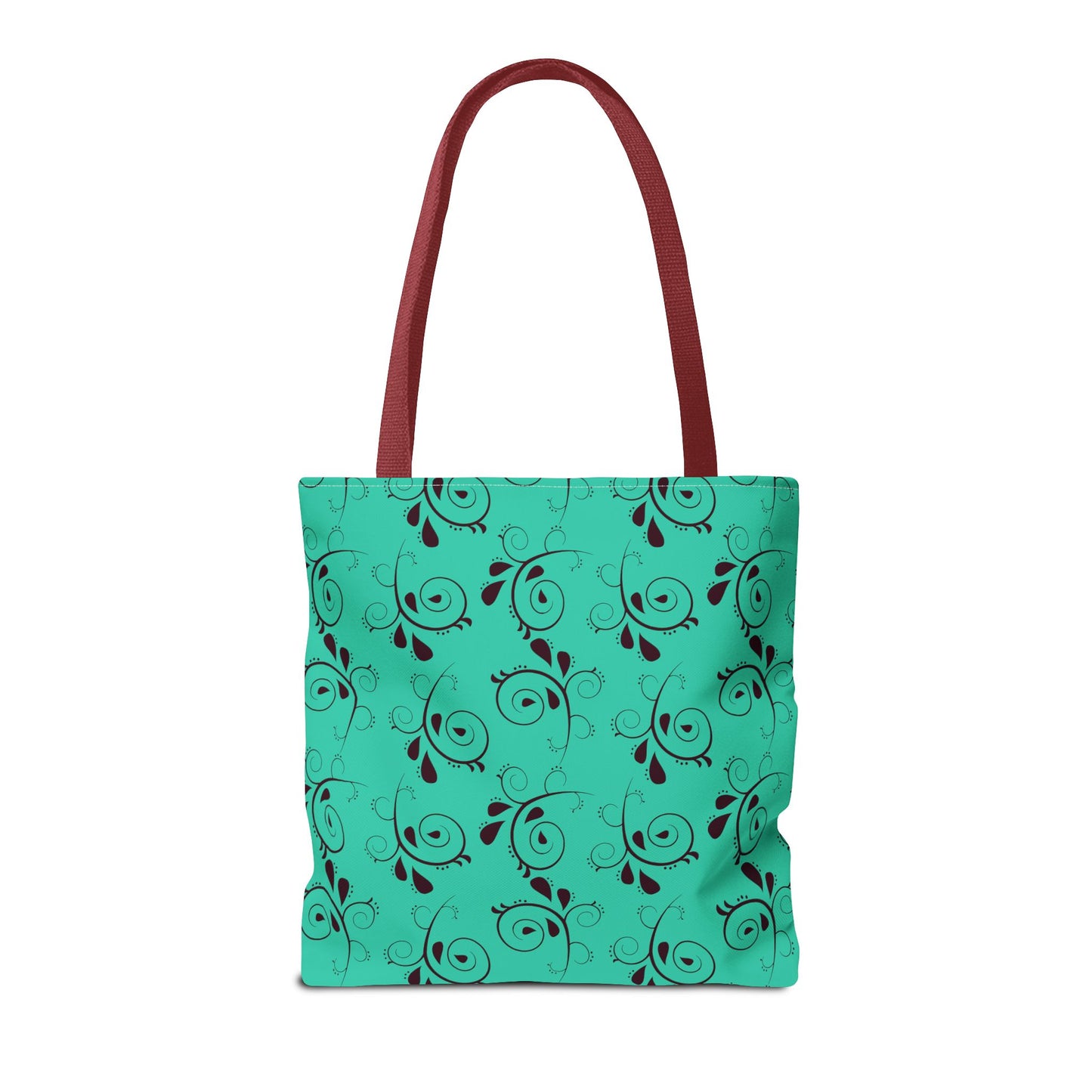 Turquoise Floral Swirl Tote Bag – All-Over Print Stylish Shopping Bag