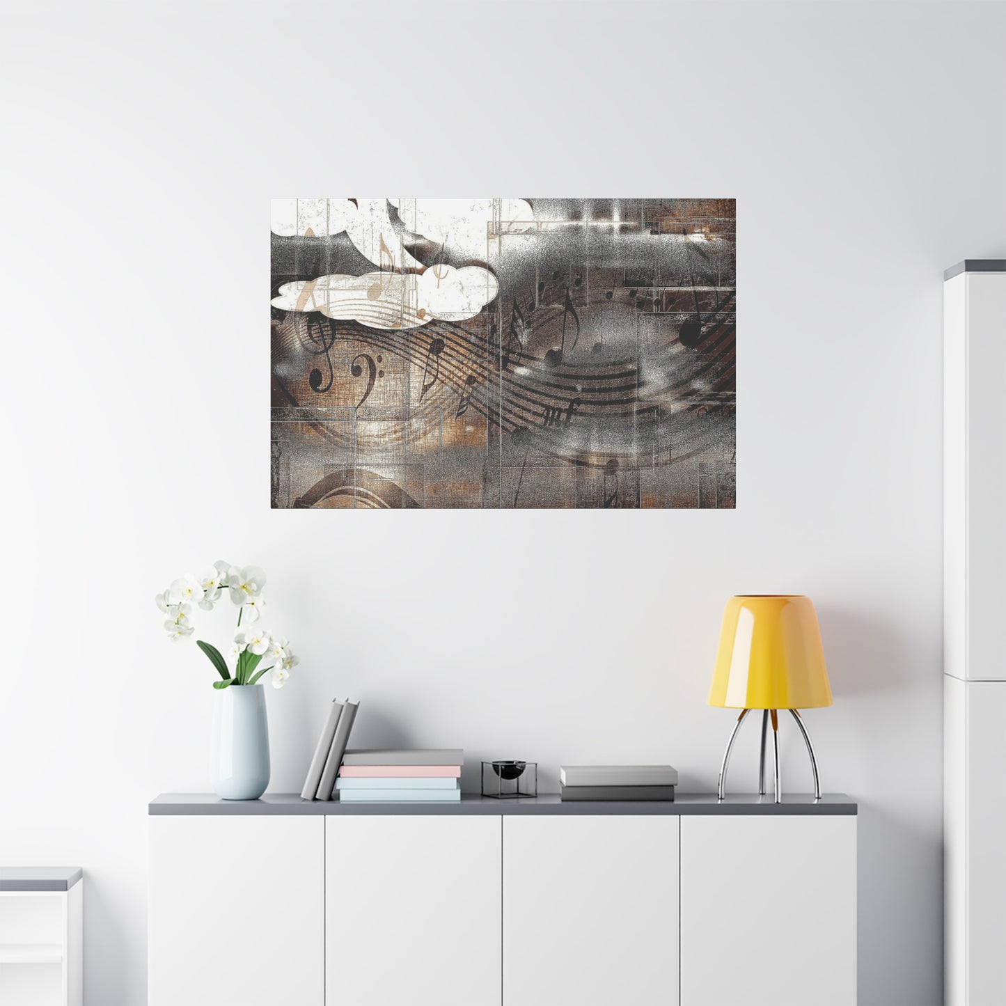 Abstract Musical Notes Matte Stretched Canvas Art (1.25")