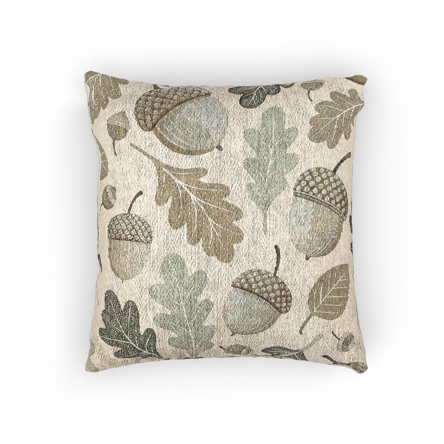 Autumn-Inspired Woven Pillow, Cozy Home Decor, Acorn Leaf Design, Fall Living Room Accent, Nature Lover Gift, Seasonal Cushion