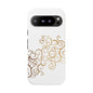 Elegant Floral Phone Case, Tough Cases, Gold Swirls, Stylish Protection, Trendy Gift, Chic Accessory