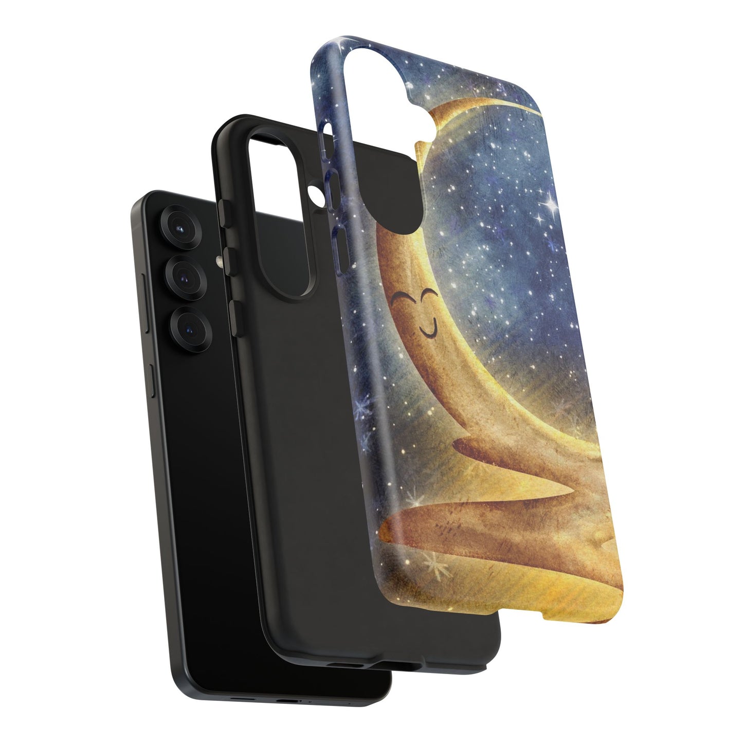 Moonlit Smile Phone Case — Starry Night Crescent Moon iPhone Cover