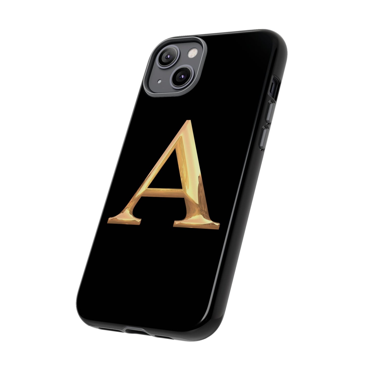 Custom Phone Case with Gold Letter A, Monogrammed Gift, Tough Protective Case, Personalized Phone Accessory, Unique Phone Cover
