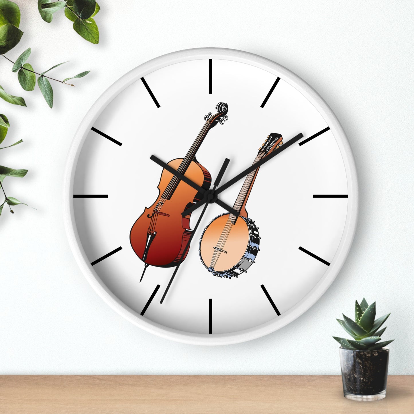Musical Instruments Wall Clock, Rustic Home Decor, Gift for Musicians, Unique Wall Art, Music Lover's Decoration