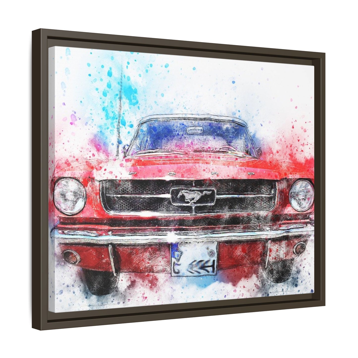 Matte Canvas, Framed Mustang Car