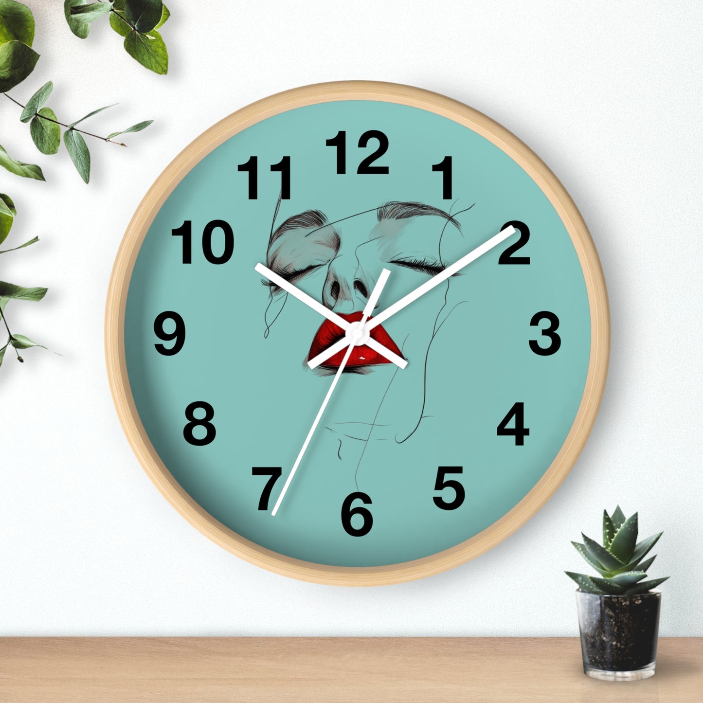 Modern Art Wall Clock - Abstract Lips Design, Home Decor, Gift for Her, Unique Wall Decor, Feminine Artwork, Stylish Timepiece