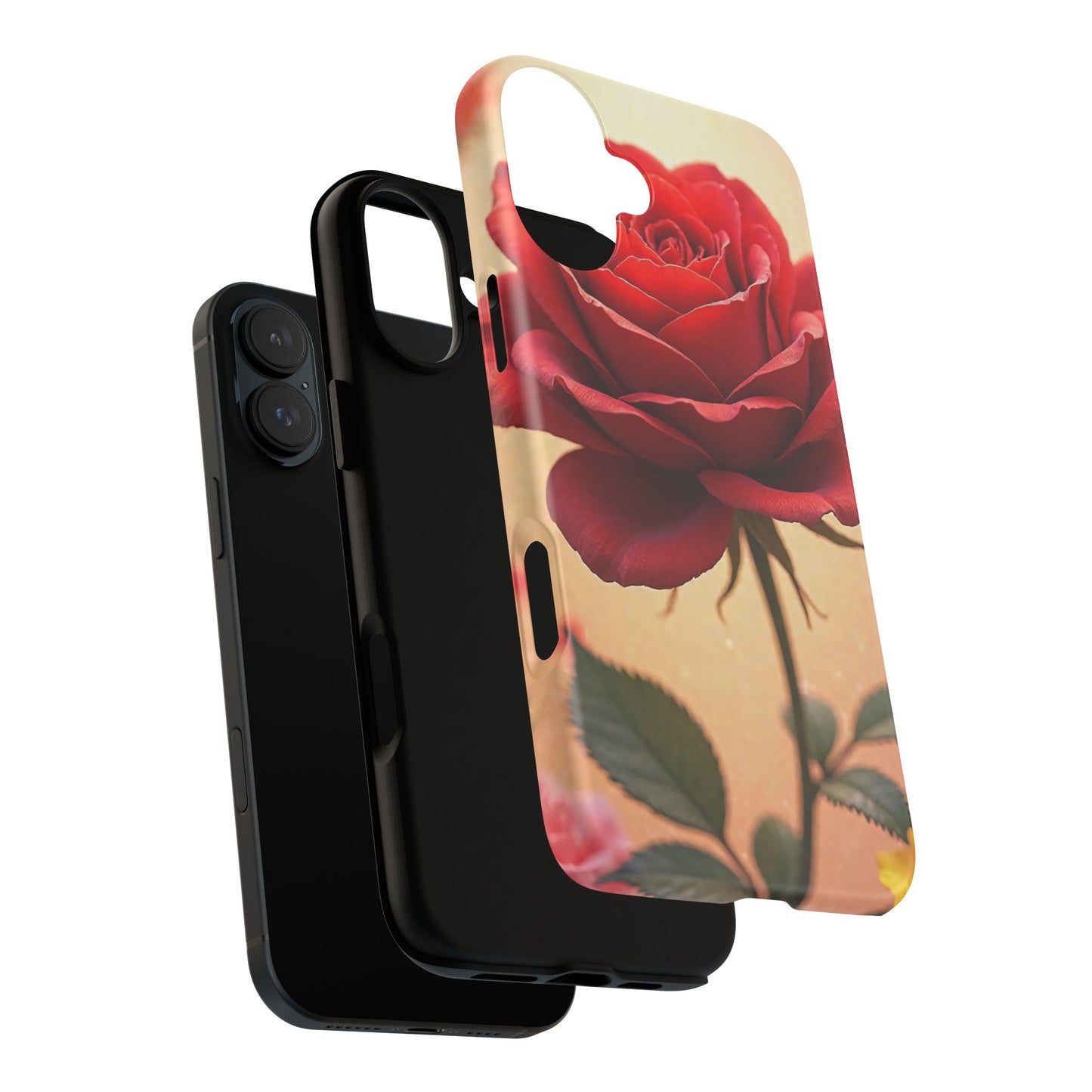 Floral Phone Case with Red Rose Design, Tough Phone Cover, Flower Print, Gift for Her, Stylish Accessory, Floral Aesthetic