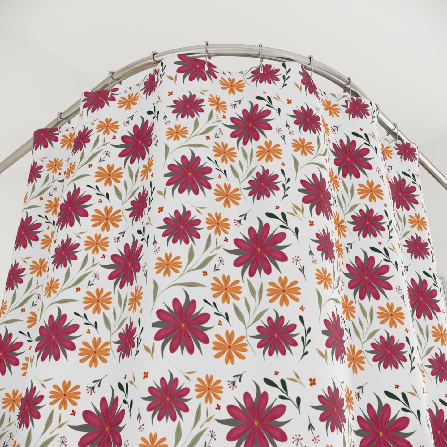 Vibrant Floral Shower Curtain, Bright Bathroom Decor, Boho Chic Style, Gift for Home, Seasonal Decor, Nature Inspired Design