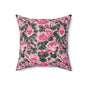 Floral Decorative Pillow, Cozy Home Accent, Pink Rose Cushion, Gift for Her, Living Room Decor, Spring Home Decor