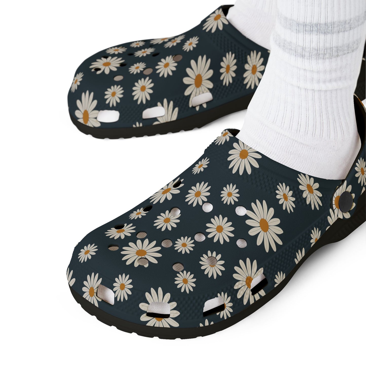 Daisy Print Foam Clogs/ Croc — Comfortable Floral Garden Shoes
