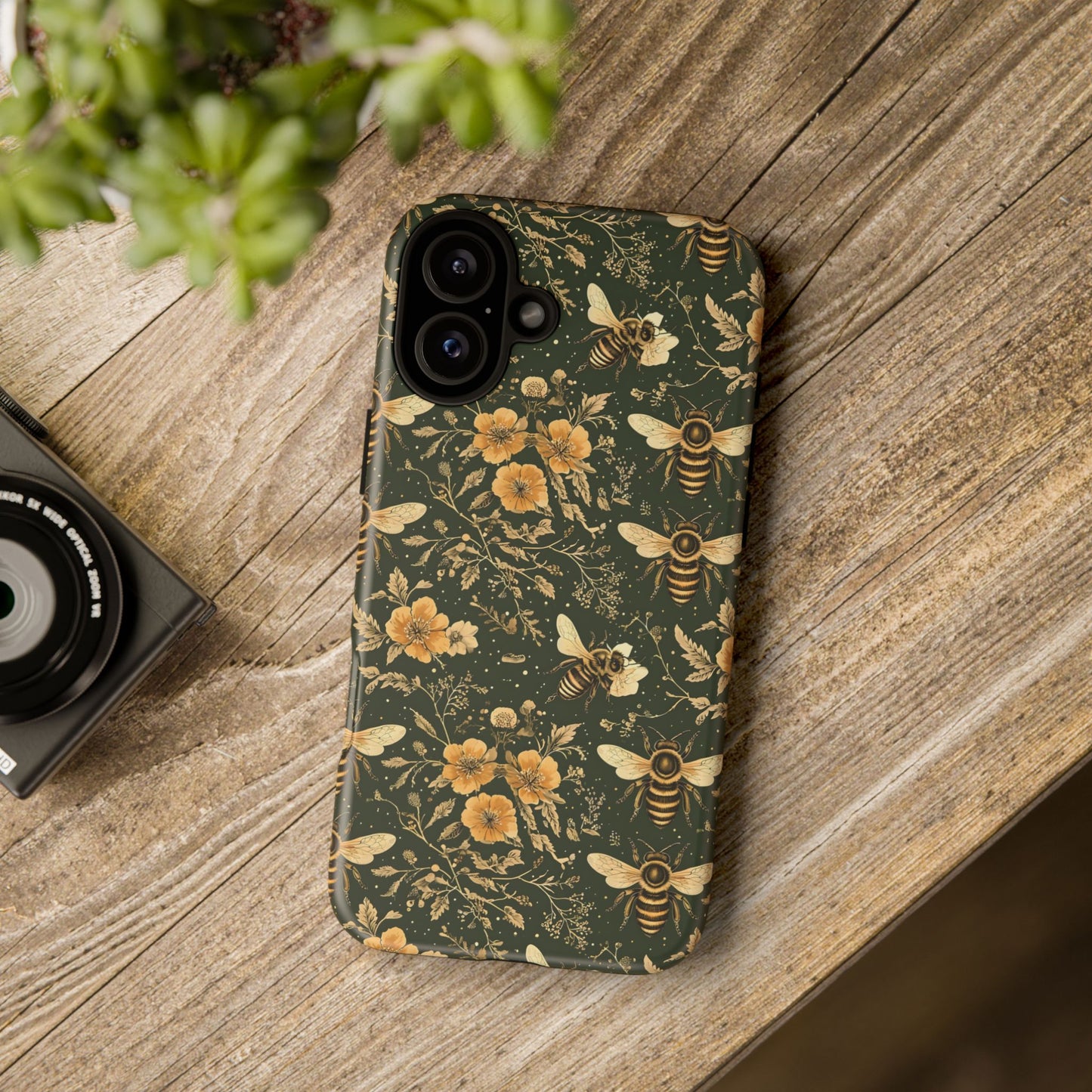 Nature-Inspired Phone Case, Tough Cases for Nature Lovers, Floral Bee Design, Eco-Friendly Gift, Summer Vibes, Trendy Phone Accessory,