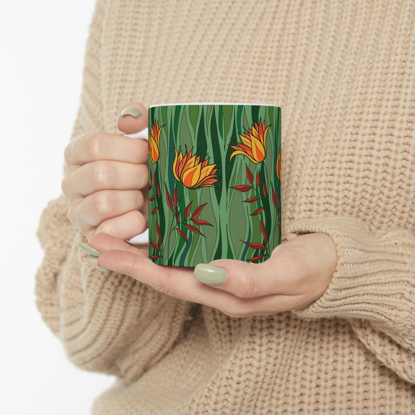 Vibrant Floral Ceramic Mug - Perfect Gift for Flower Lovers, Tea and Coffee Enthusiasts, Home Decor, Spring Celebrations, Unique Kitchenware