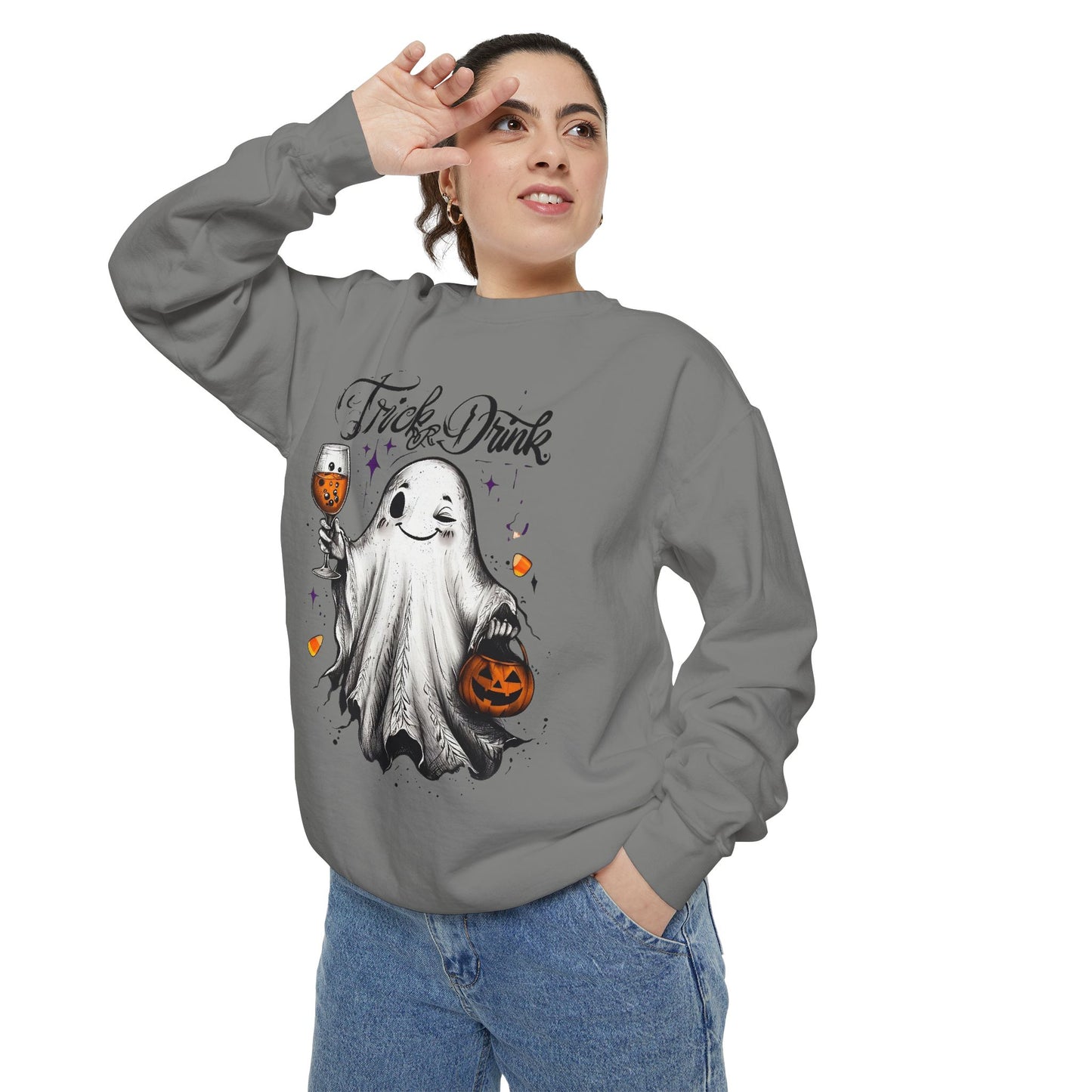Spooky Ghost Sweatshirt | Trick or Treat Apparel, Halloween Gift, Cozy Unisex Top, Fall Fashion, Casual Wear