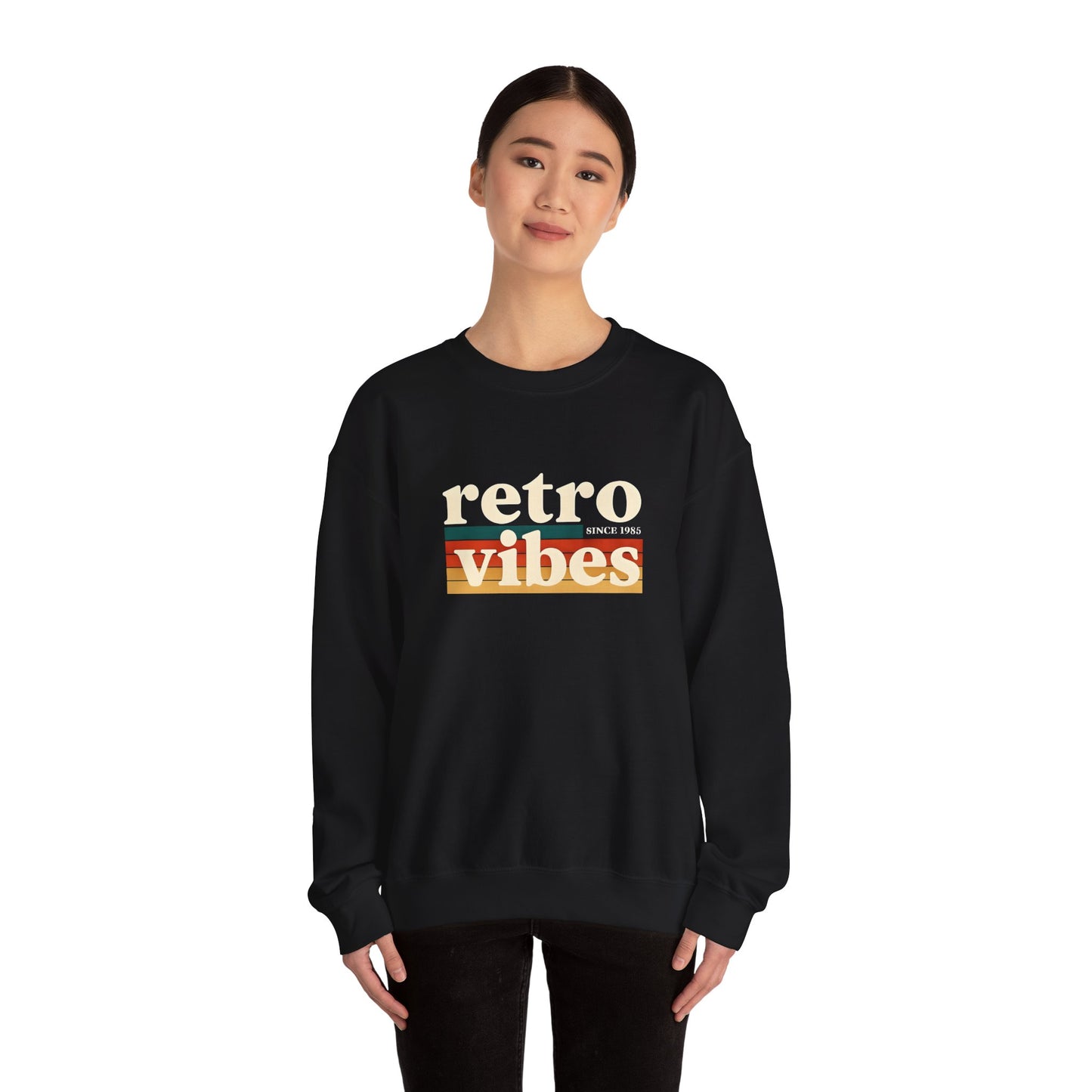 Retro Vibes Crewneck Sweatshirt, Unisex Vintage Style, Cozy Fall Fashion, Gift for Music Lovers, Chill Weekend Wear