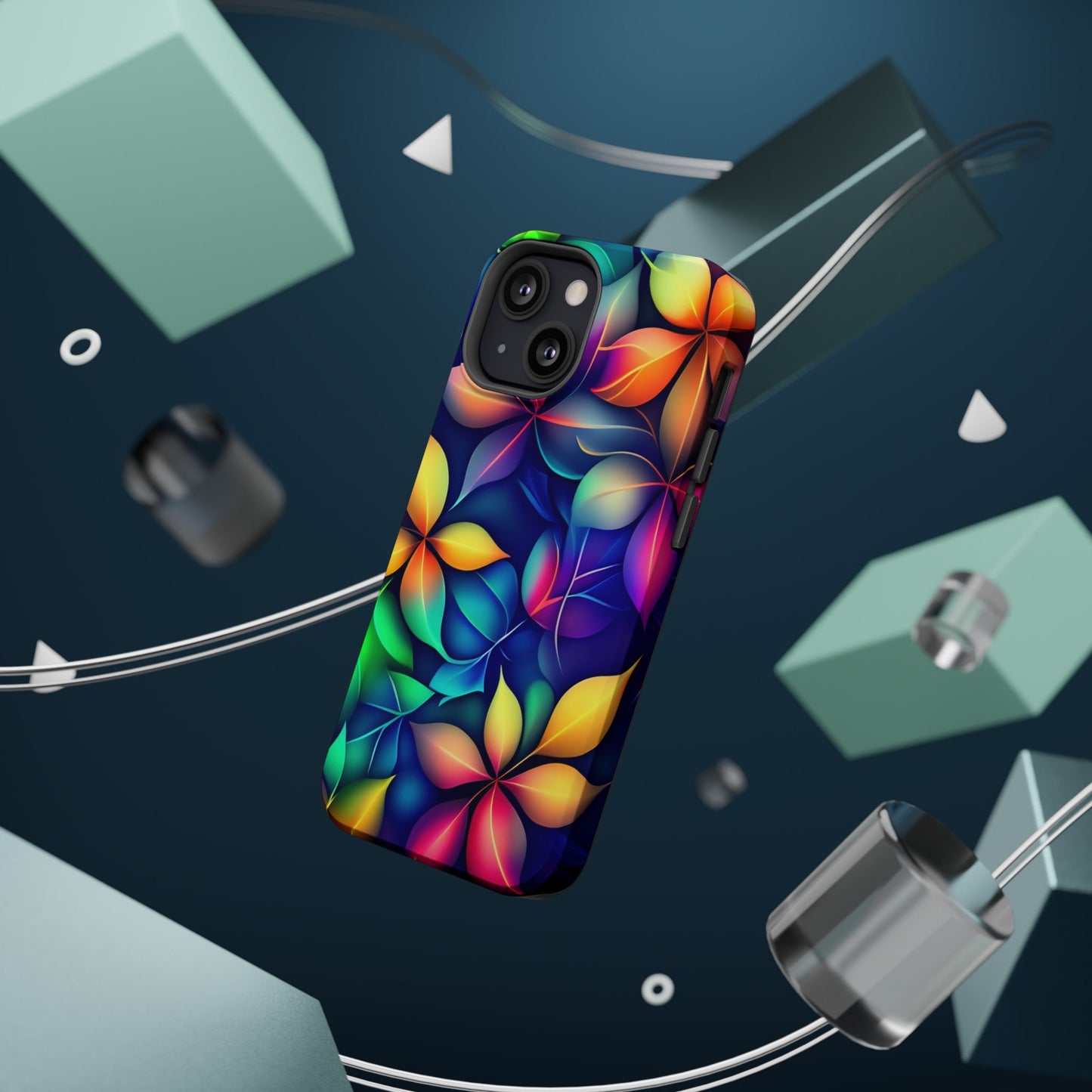 Floral Prism Magnetic Impact-Resistant Phone Case — Colorful Gradient Petal Design
