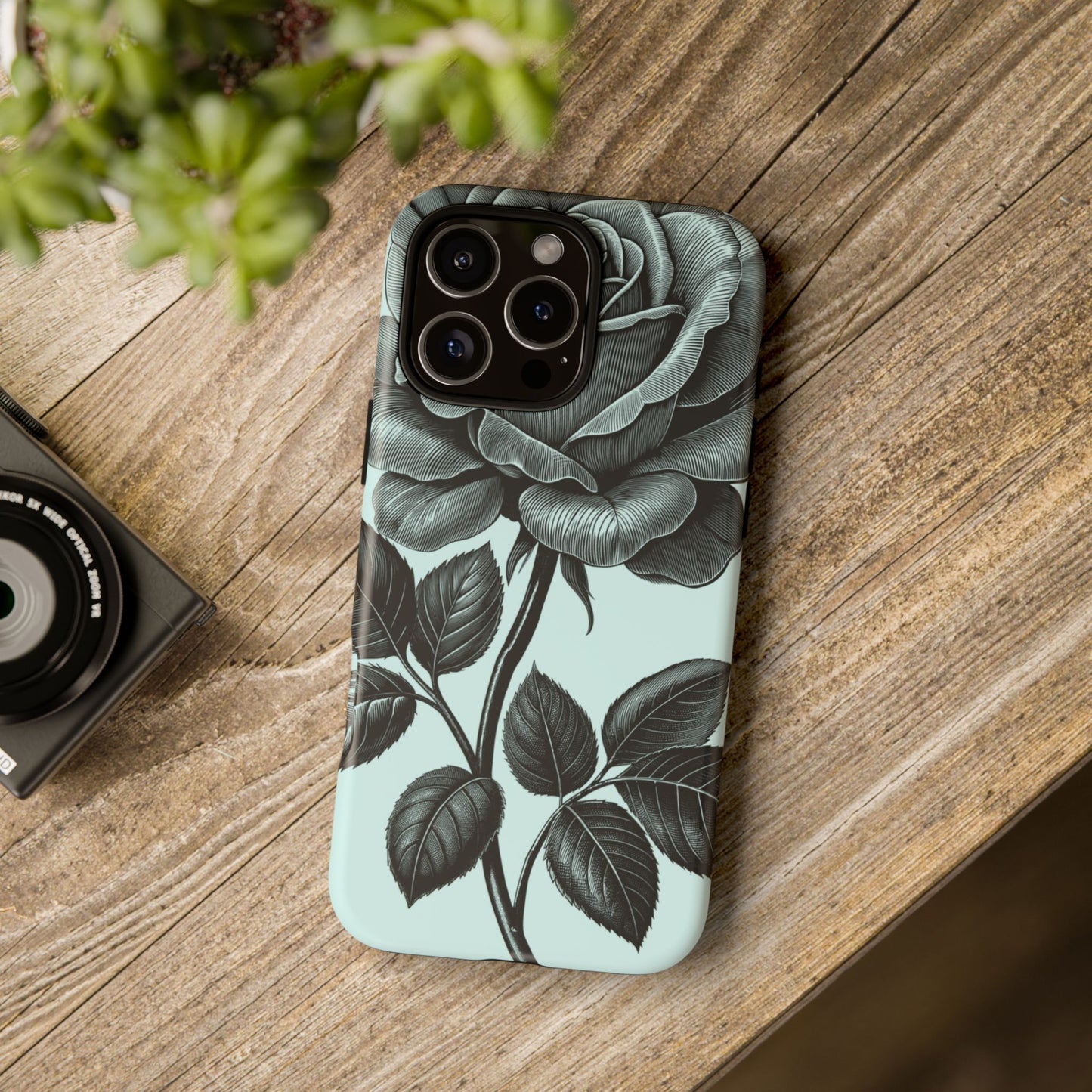 Elegant Floral Phone Case, Tough Cases for iPhones, Black Rose Design, Gift for Her, Stylish Phone Cover, Birthday Gifts