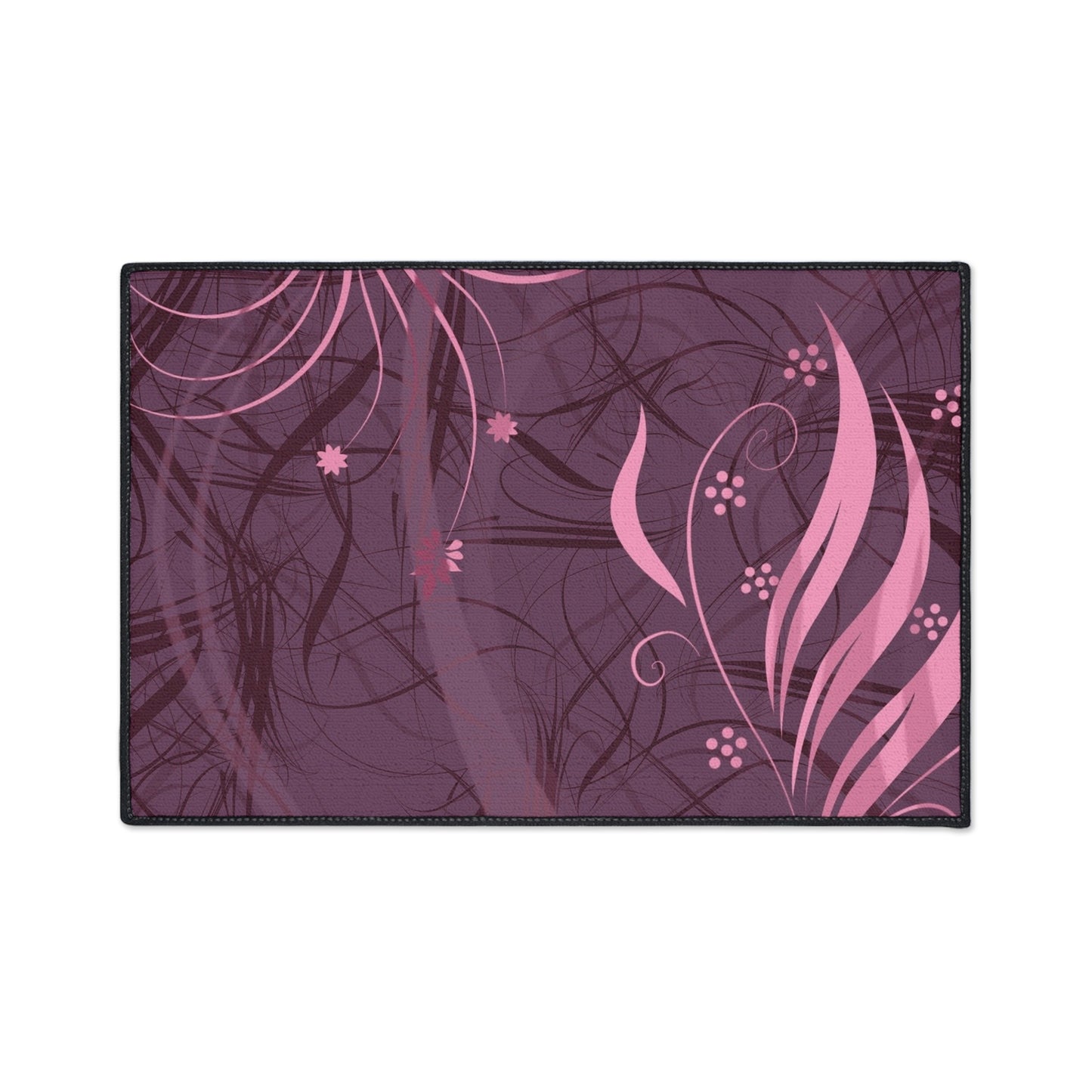 Floral Plum Heavy-Duty Floor Mat — Pink Swirl Entrance Rug