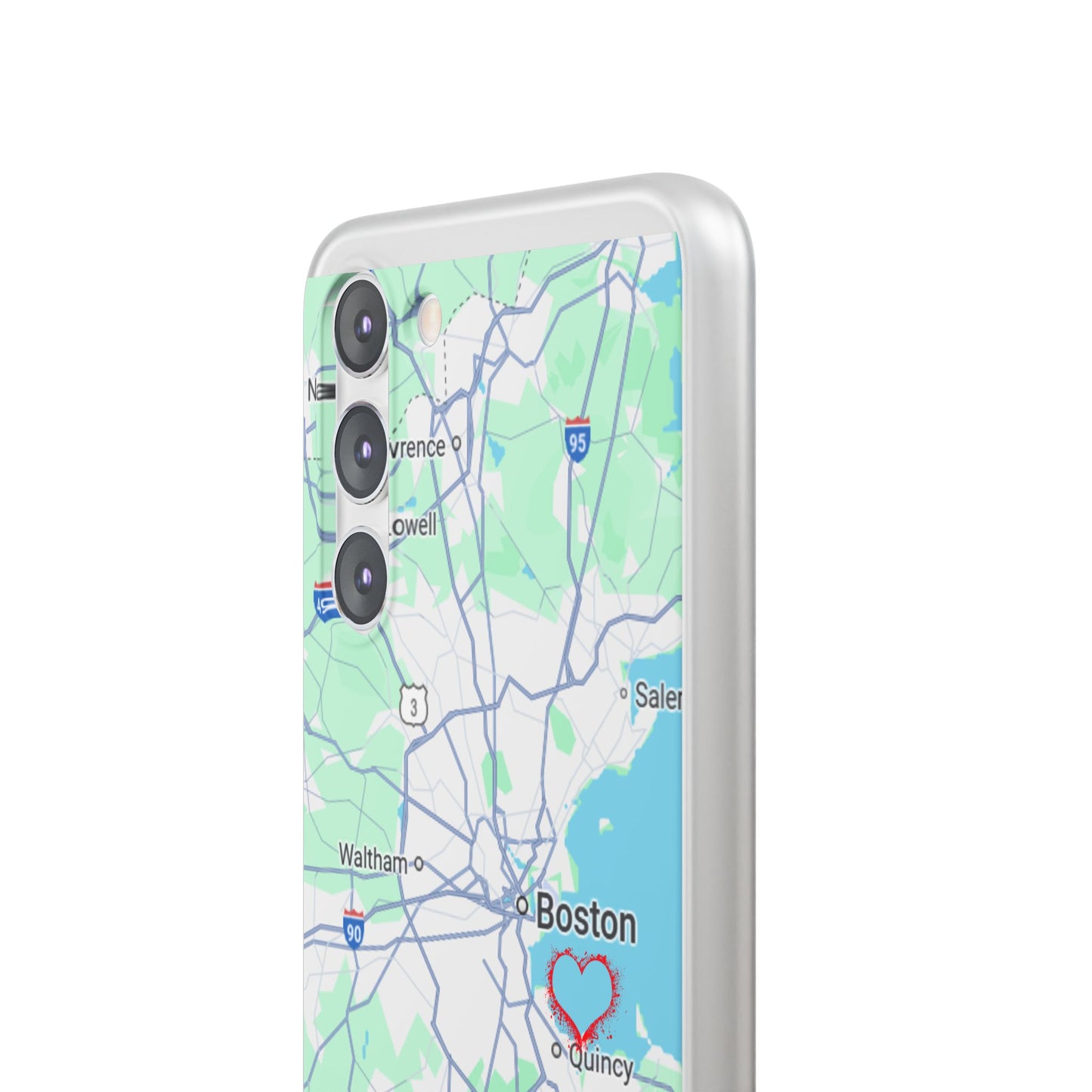 Boston Map Flexi Case for iPhone, Custom Location Phone Case, Unique Gift, Boston Heart Design, Travel Lover Accessory