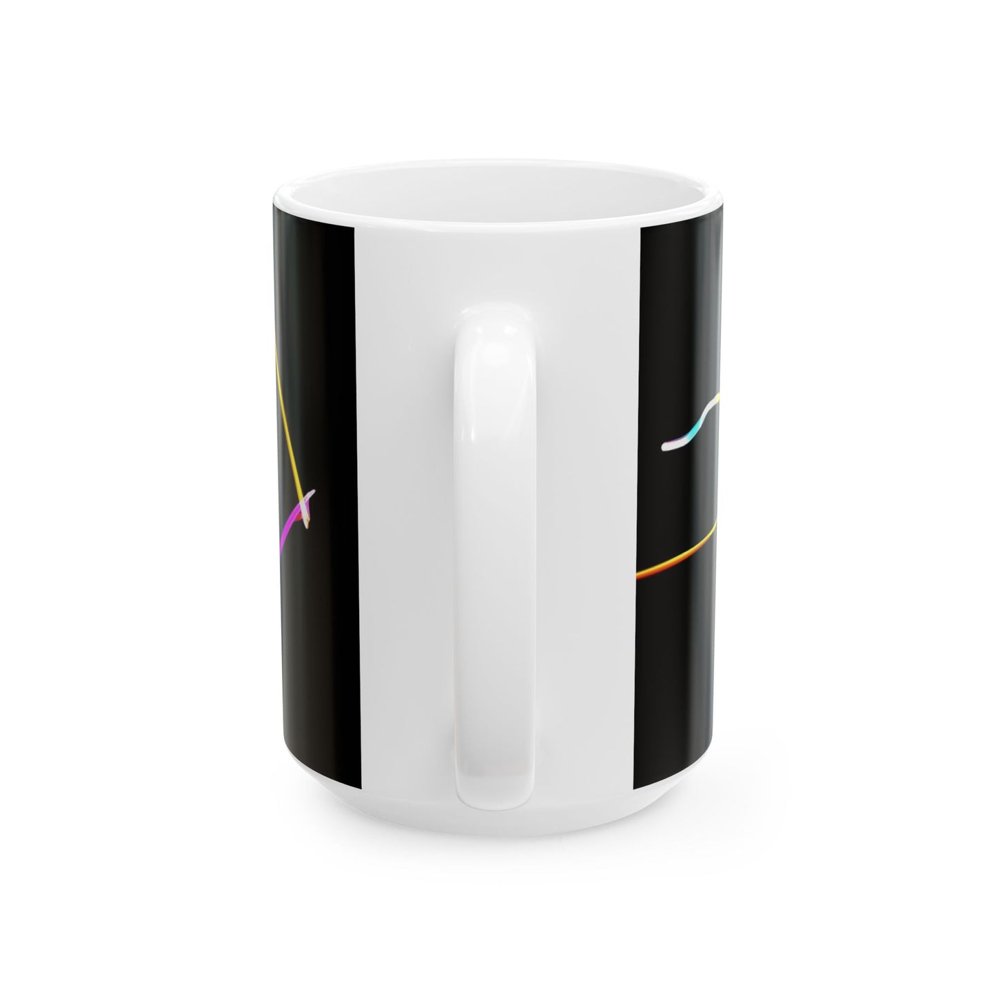 Neon Wave Ceramic Mug – Colorful Abstract Smoke Design (11oz & 15oz)
