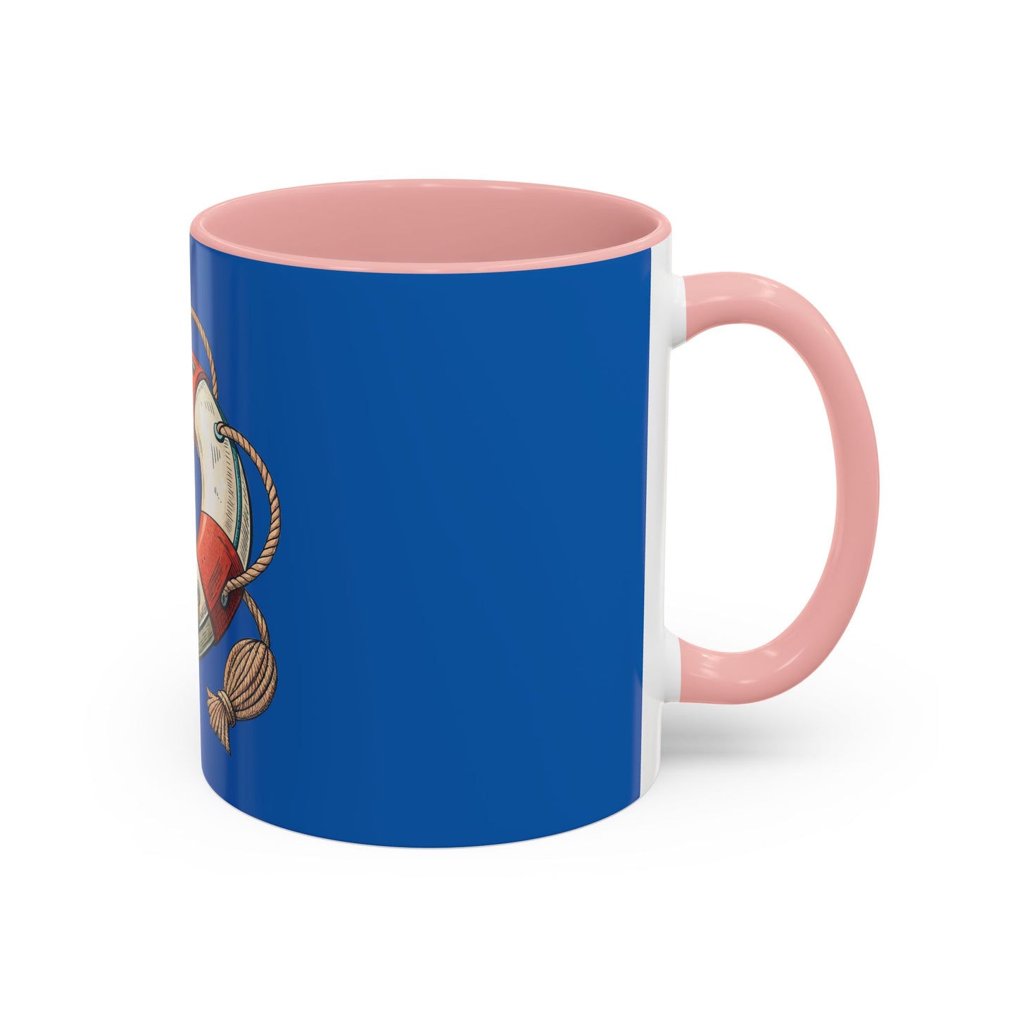 Lifesaver Accent Coffee Mug - Nautical Gift, Beach Decor, Sailor's Coffee Cup, Ocean Lover Mug, Summer Vibes