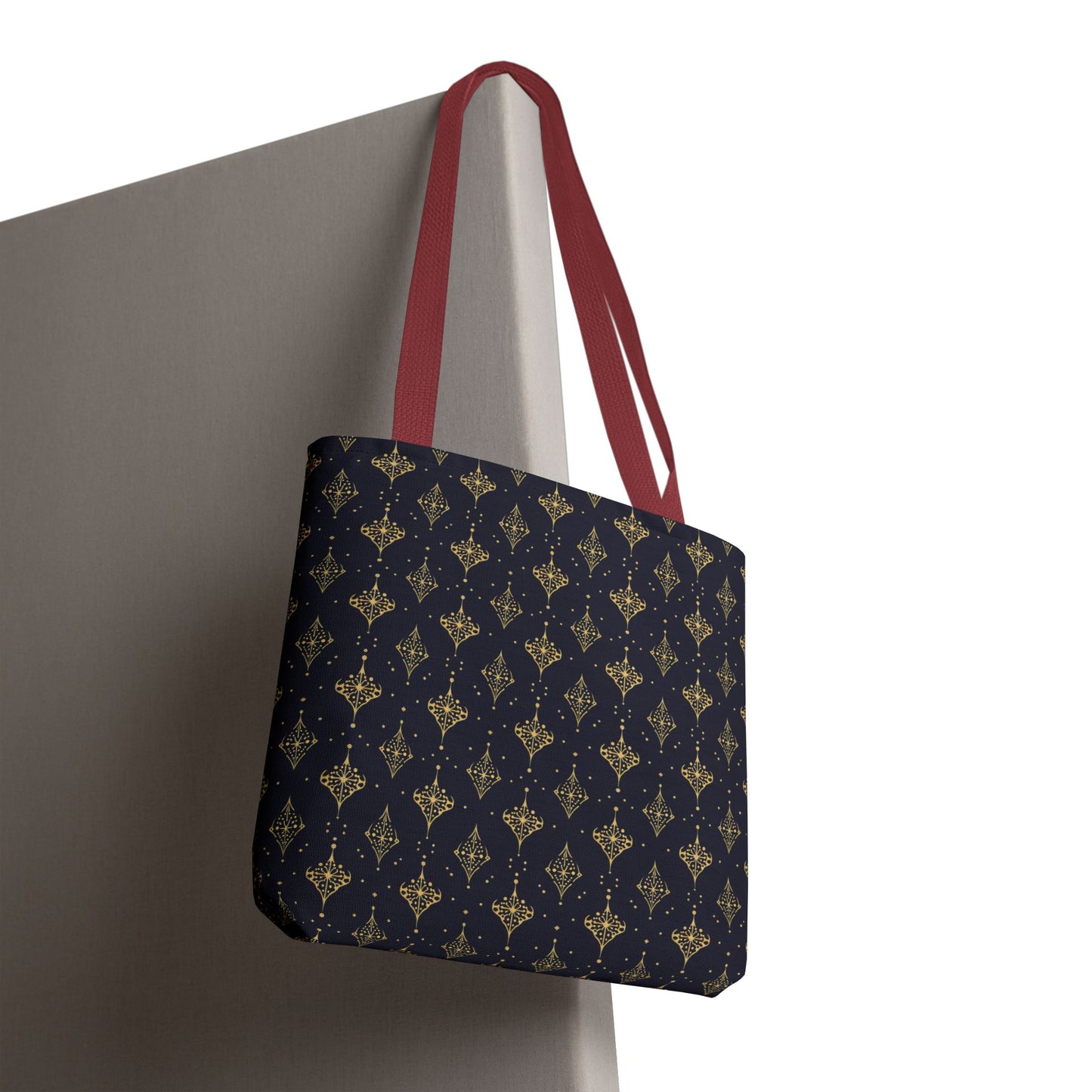 Navy & Gold Art Deco Tote Bag — Elegant Geometric Pattern All-Over Print