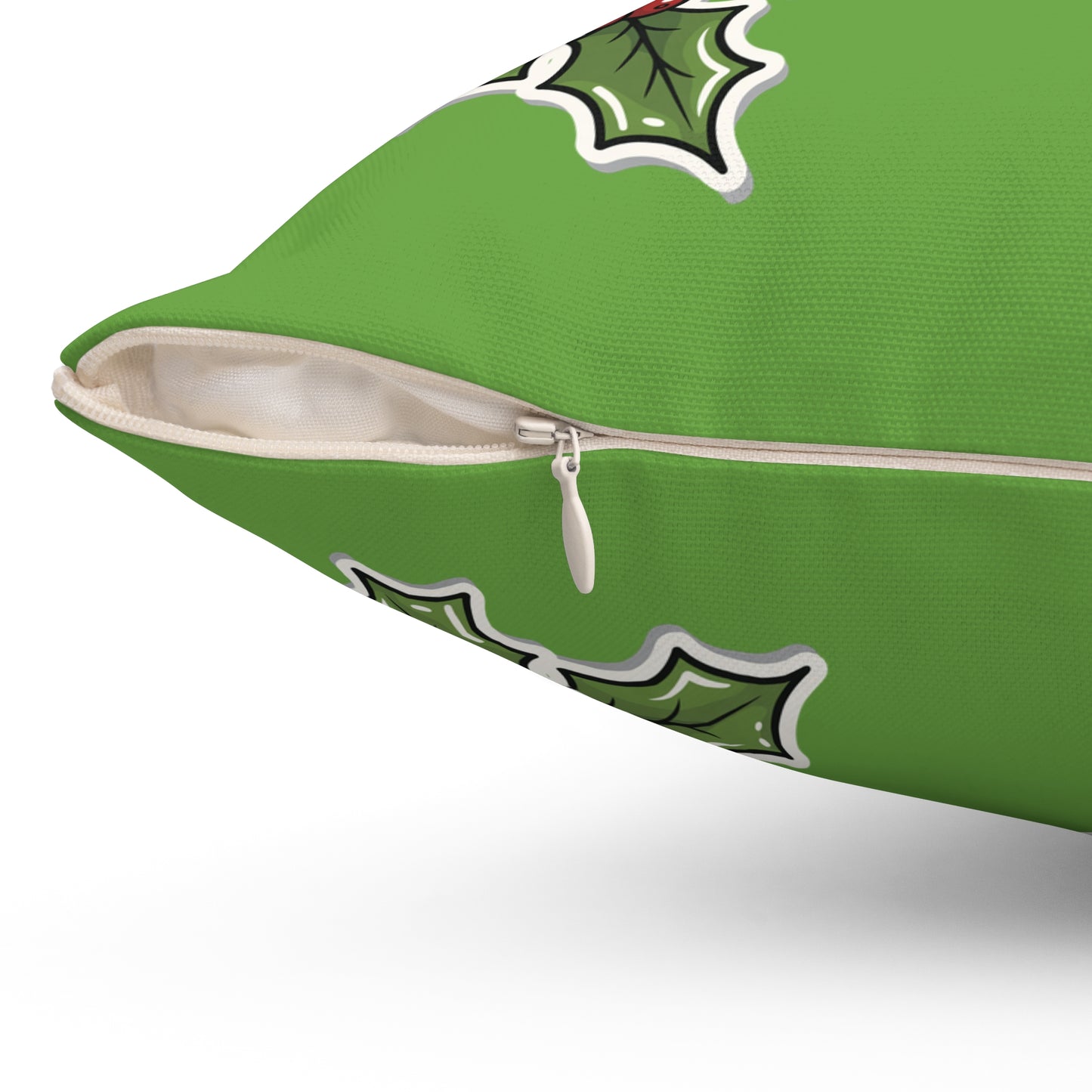 Holiday Holly Decor Pillow, Christmas Decorative Cushion, Green Festive Throw Pillow, Winter Home Decor, Seasonal Accent Pillow