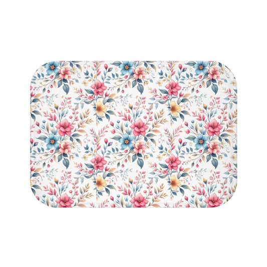 Floral Bath Mat - Cozy Home Decor, Bathroom Accessory, Gift for Her, Flower Pattern Rug, Spring Decor
