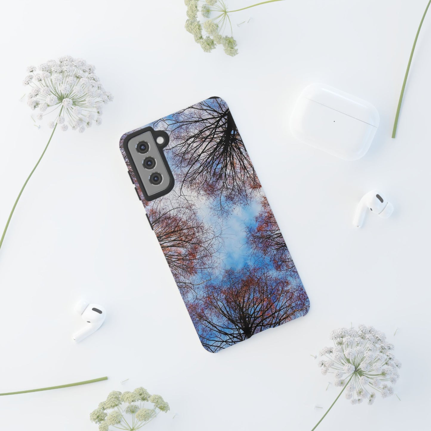 Skyward Trees Phone Case — Nature Forest Canopy Protective Tough Case
