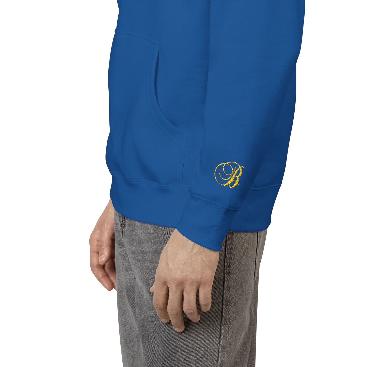 Coral Gold Floral Initial Hoodie — Monogram 'B' Casual Pullover