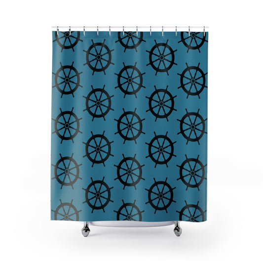Nautical Shower Curtain, Coastal Bathroom Decor, Nautical Theme Gift, Ocean Lover's Shower Curtain, Beach House Accessories, Sailor [...]