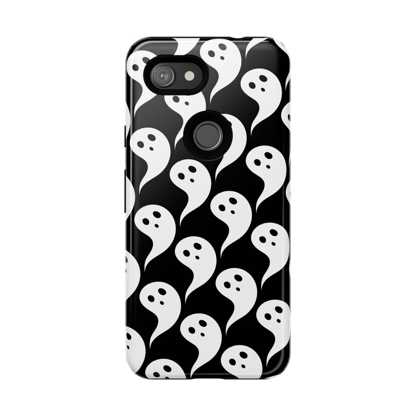 Ghost Pattern Phone Case, Cute Ghost Cell Phone Cover, Halloween Accessory, Spooky Gift, Black and White Phone Case