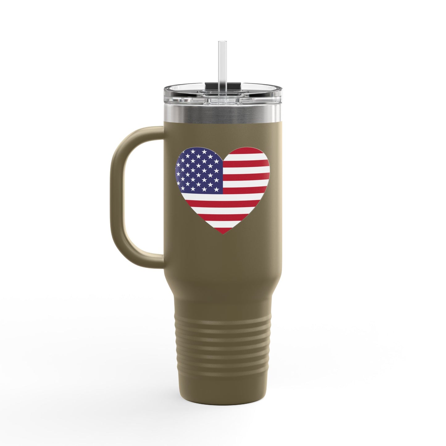 Insulated Travel Mug, 40oz - Heart American Flag