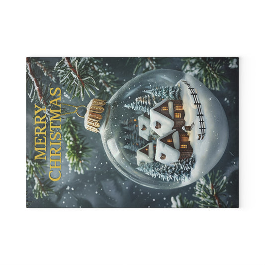 Christmas Ornament Glass Cutting Board — Merry Christmas Holiday Kitchen Decor
