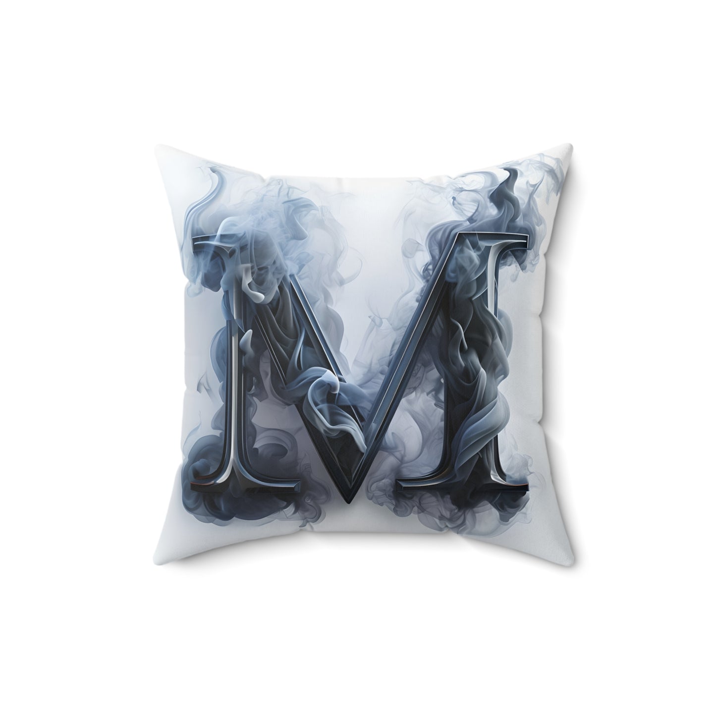 Smoky Letter M Decorative Pillow — Monogram Initial Accent Cushion