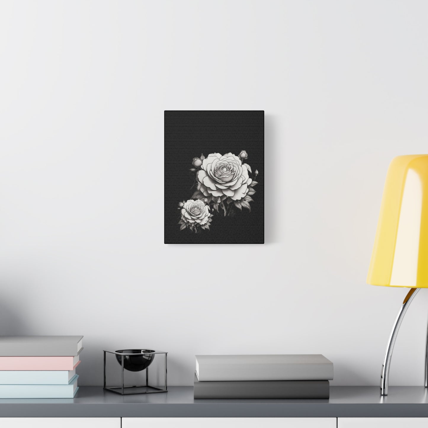Monochrome Rose Canvas Print — Black & White Floral Wall Art