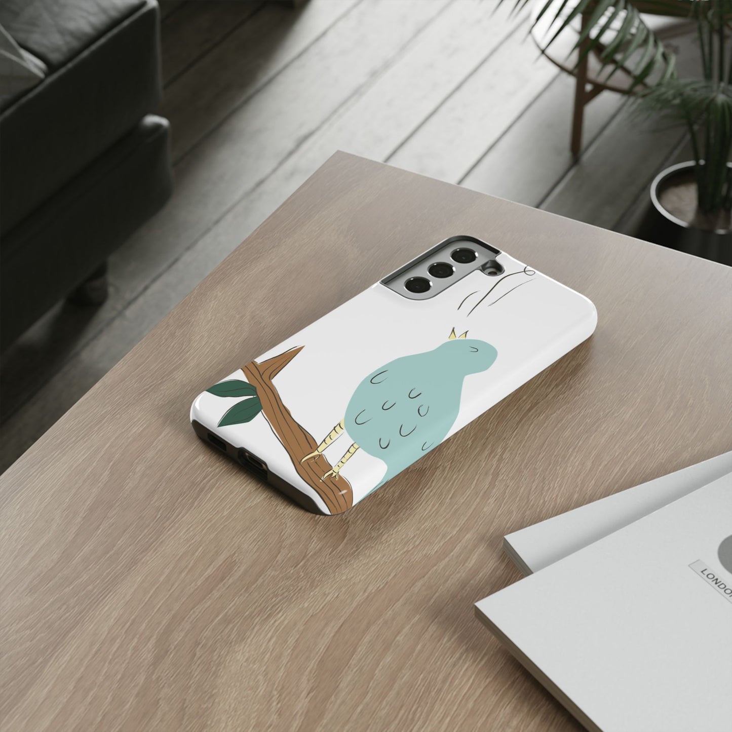 Birdsong Phone Case — Cute Blue Bird on Branch Protective Case