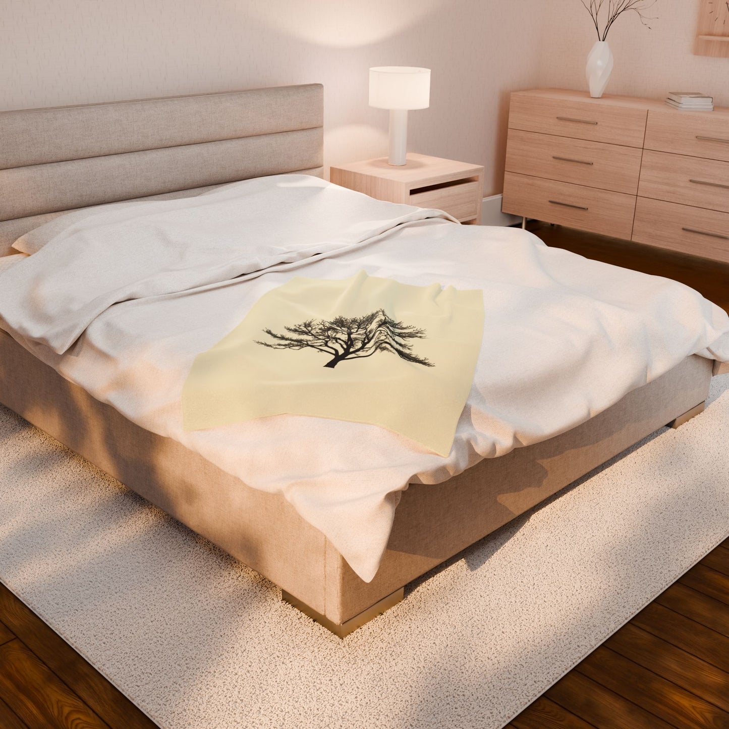 Cozy Nature-Inspired Velveteen Plush Blanket, Soft Throw Blanket, Tree Art Decor, Gift for Her, Home Essentials, Autumn Decor