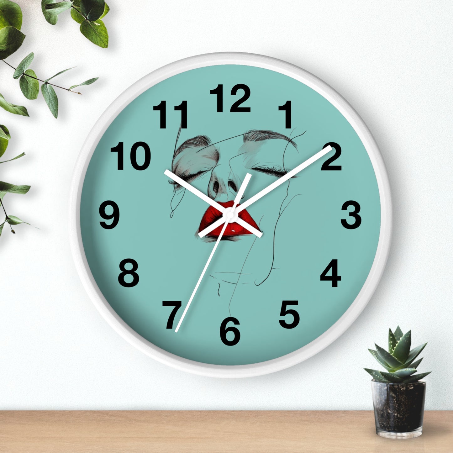 Modern Art Wall Clock - Abstract Lips Design, Home Decor, Gift for Her, Unique Wall Decor, Feminine Artwork, Stylish Timepiece