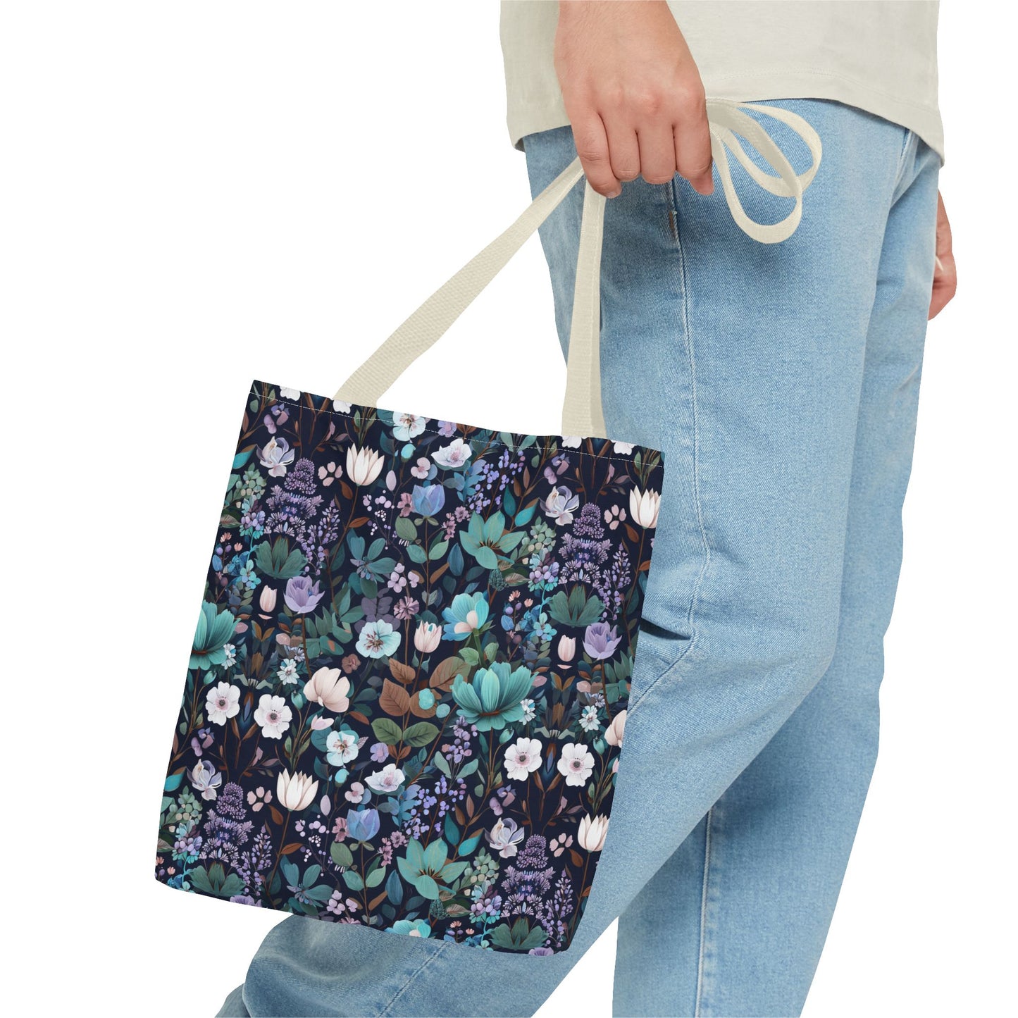 Floral Nightfall Tote Bag — Dark Botanical All-Over Print