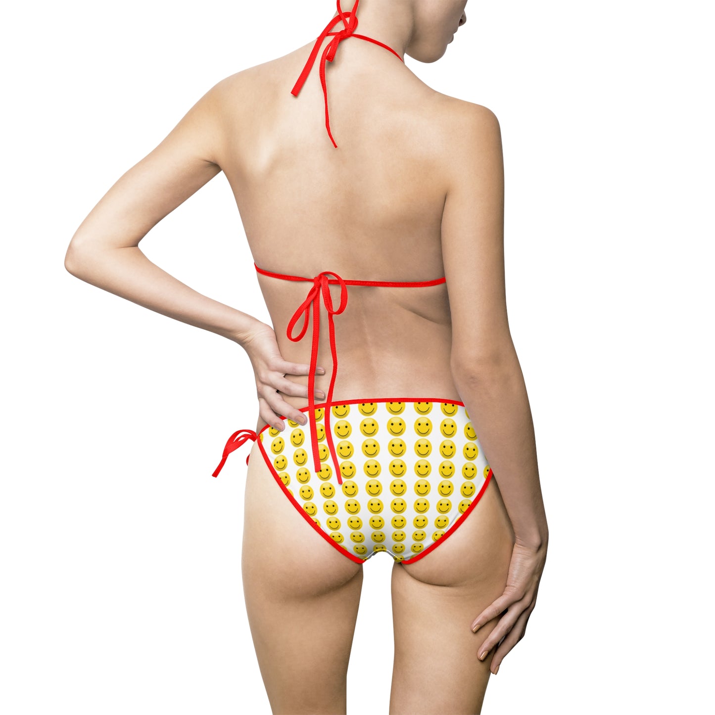 Cheerful Yellow Smiley Women's Bikini Swimsuit, Fun Summer Swimwear, Beachwear, Pool Party Outfit, Cute Gift for Her