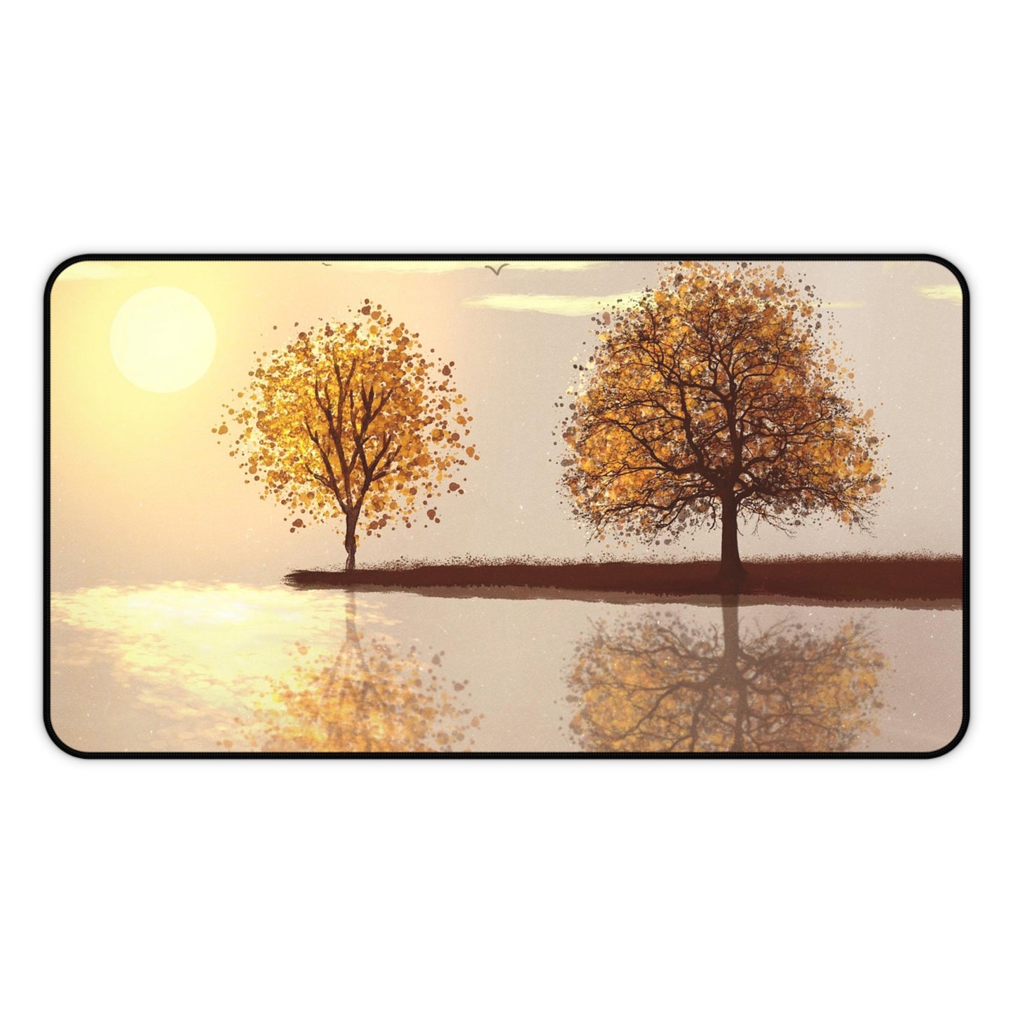 Autumn Reflection Desk Mat — Tranquil Sunset Tree Mouse Pad