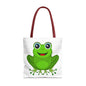 Cute Frog Tote Bag, Eco-Friendly Shopping Bag, Fun Gift for Kids, Frog Lovers, Bag for Nature Outings, Unique Frog Design